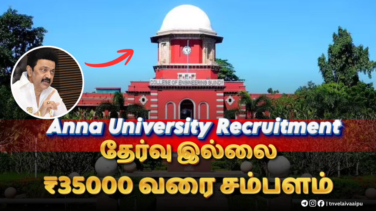 Anna University recruitment 2025, Anna University jobs, Anna University project associate, Anna University intern jobs, TN government university jobs, research jobs Tamil Nadu, Anna University vacancy